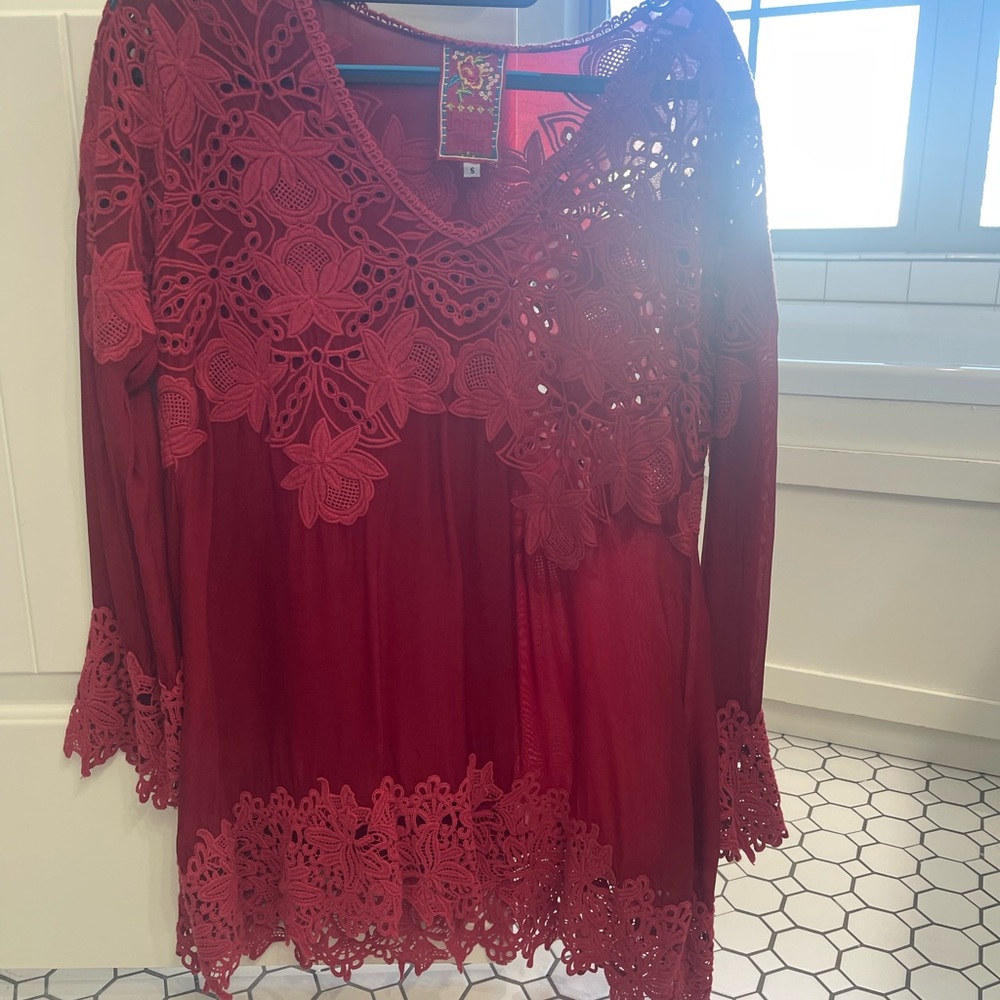 Johnny was red tunic style top
